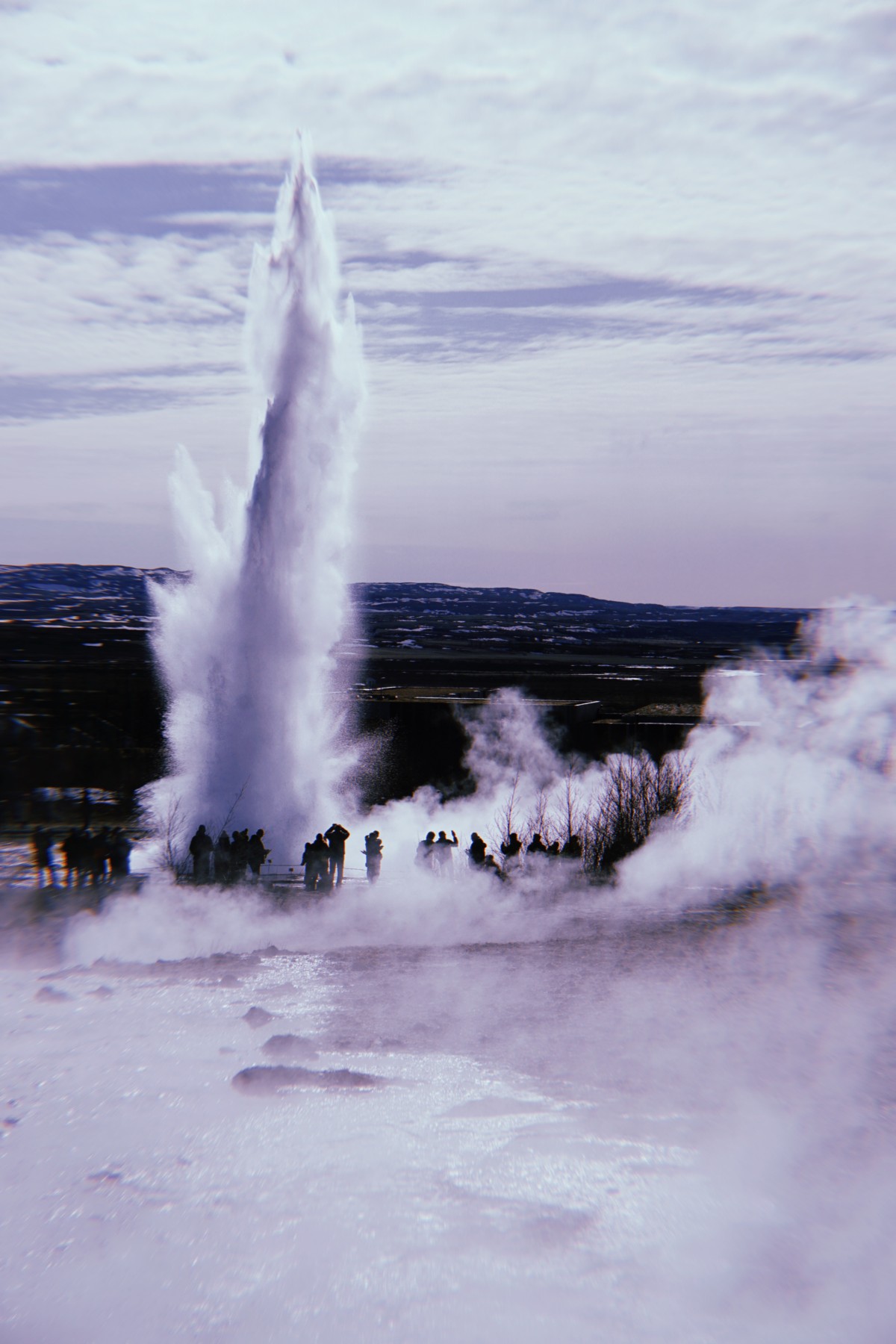 A geysir erupting
